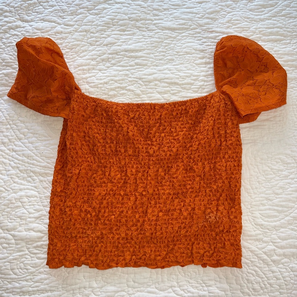 Orange Crinkle Blouse